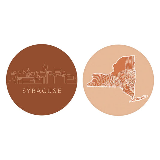 Modern Minimalist New York Syracuse Skyline State| Absorbent Car Coasters | Set of 2 | Min 4