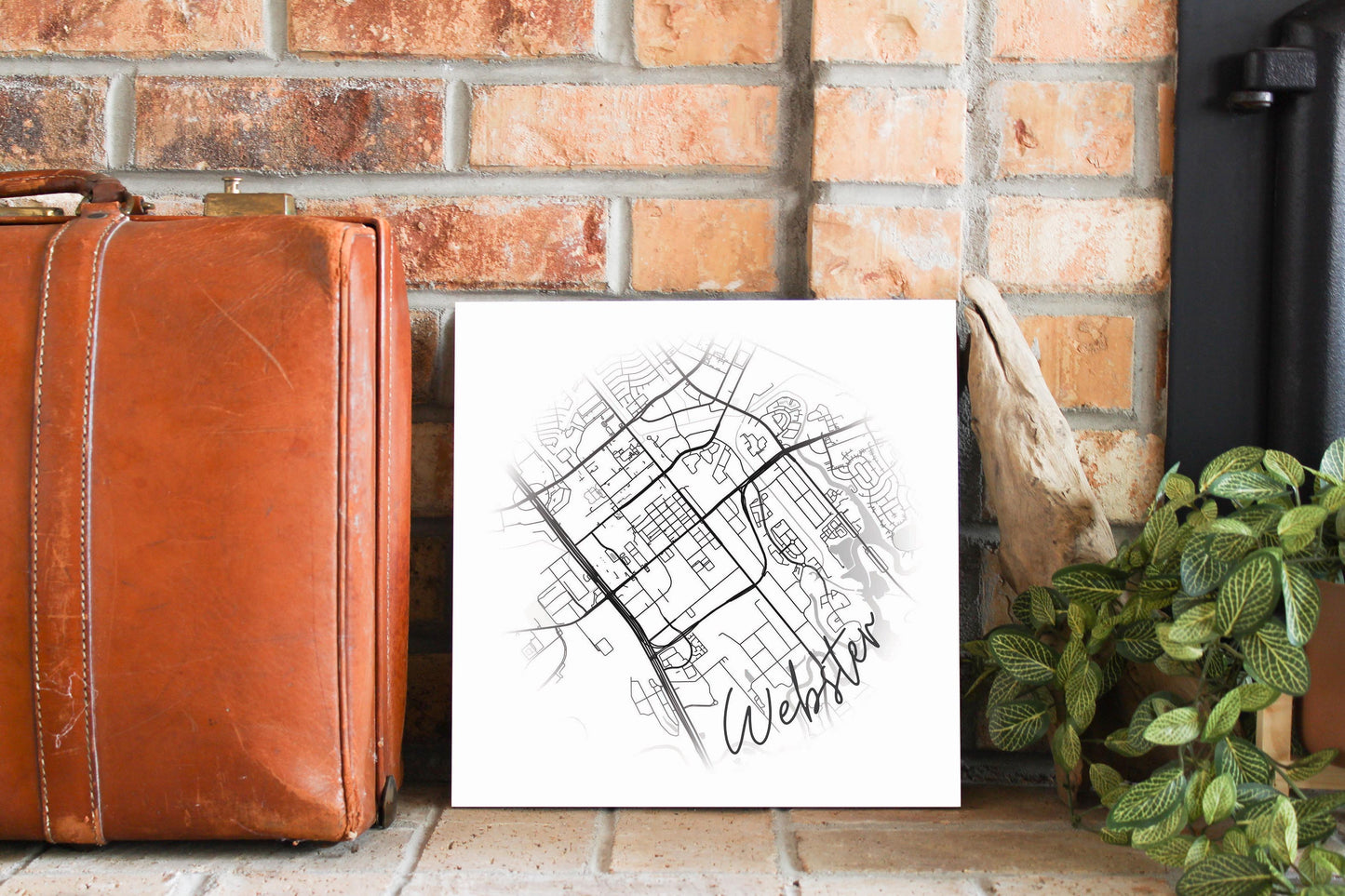 Minimalistic B&W Texas Webster Circle Map | Wood Sign | Eaches | Min 2