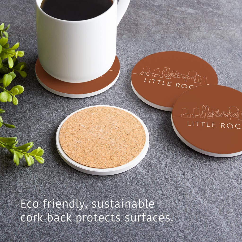 Modern Minimalist Arkansas Little Rock Skyline | Absorbent Coasters | Set of 4 | Min 2