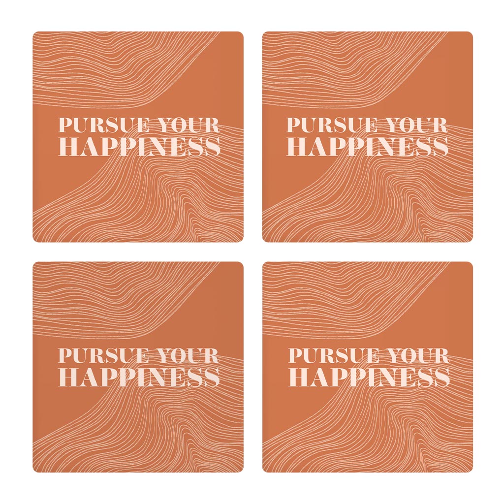 Modern Minimalist Pennsylvania Happiness Quip | Absorbent Coasters | Set of 4 | Min 2