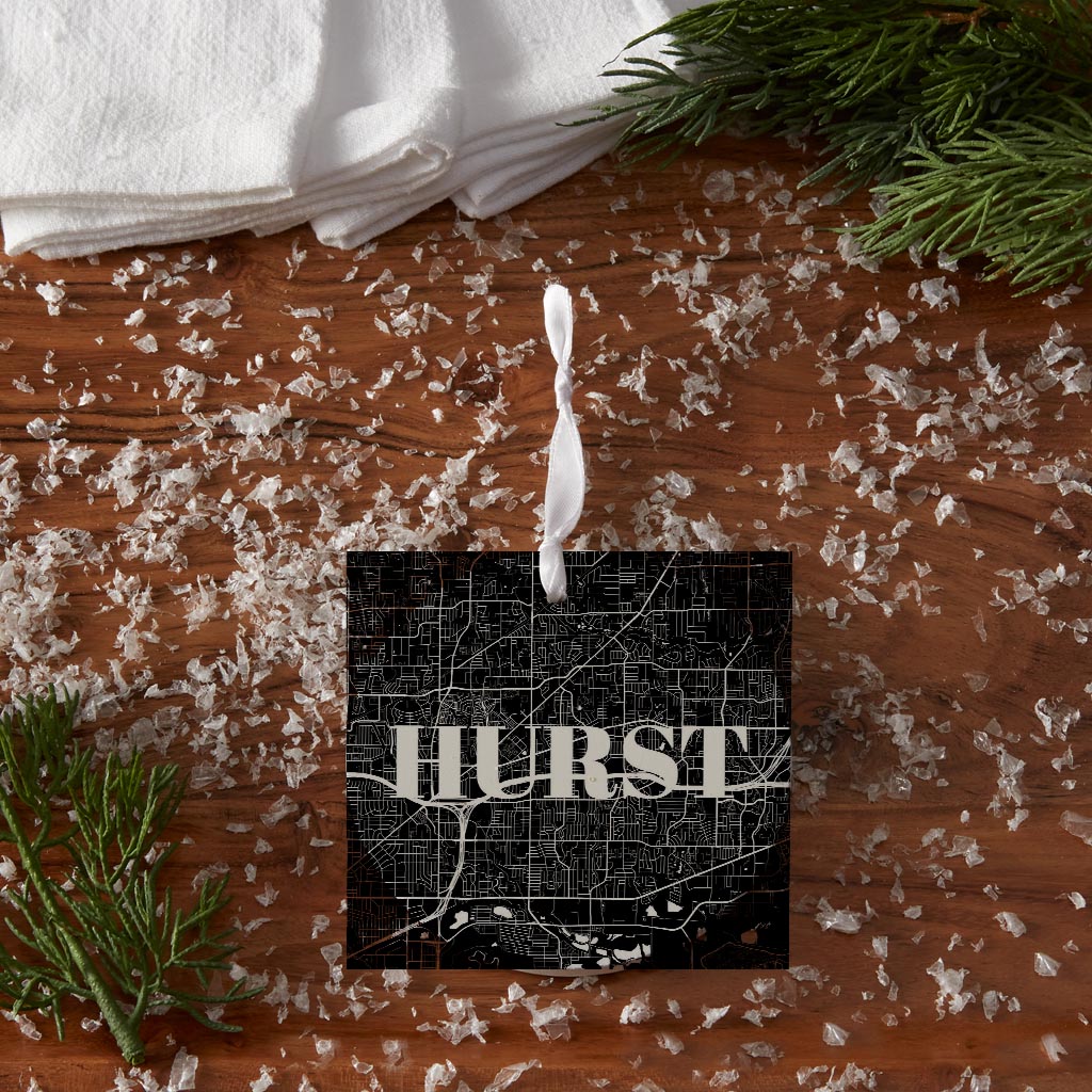 Minimalistic B&W Texas Hurst Map | Wood Ornament | Eaches | Min 6