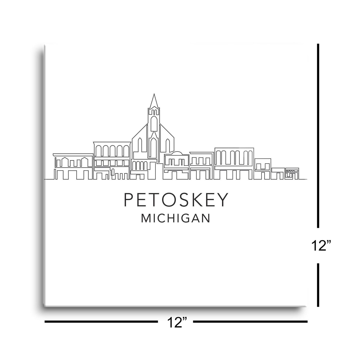 Minimalistic B&W Michigan Petoskey Skyline | Hi-Def Glass Art | Eaches | Min 1