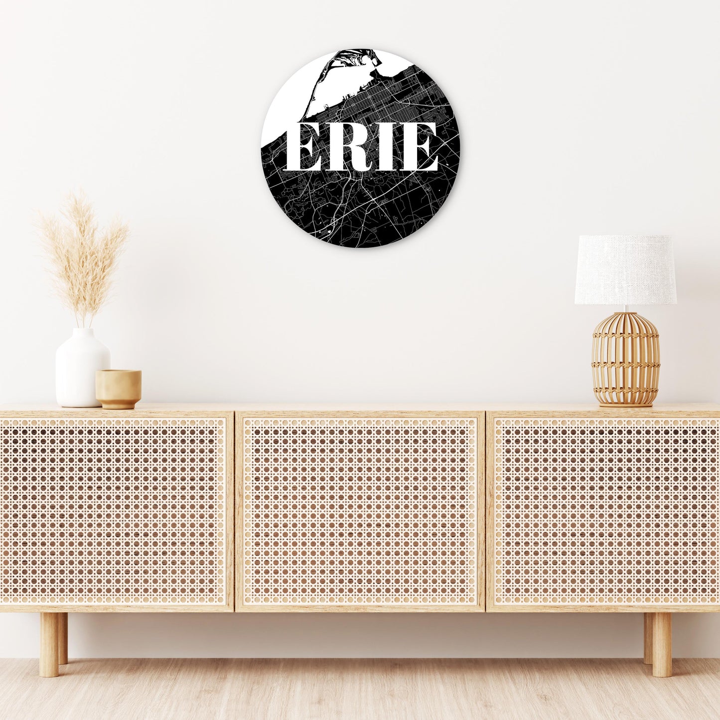 Minimalistic B&W Pennsylvania Erie Map | Wood Sign | Eaches | Min 1