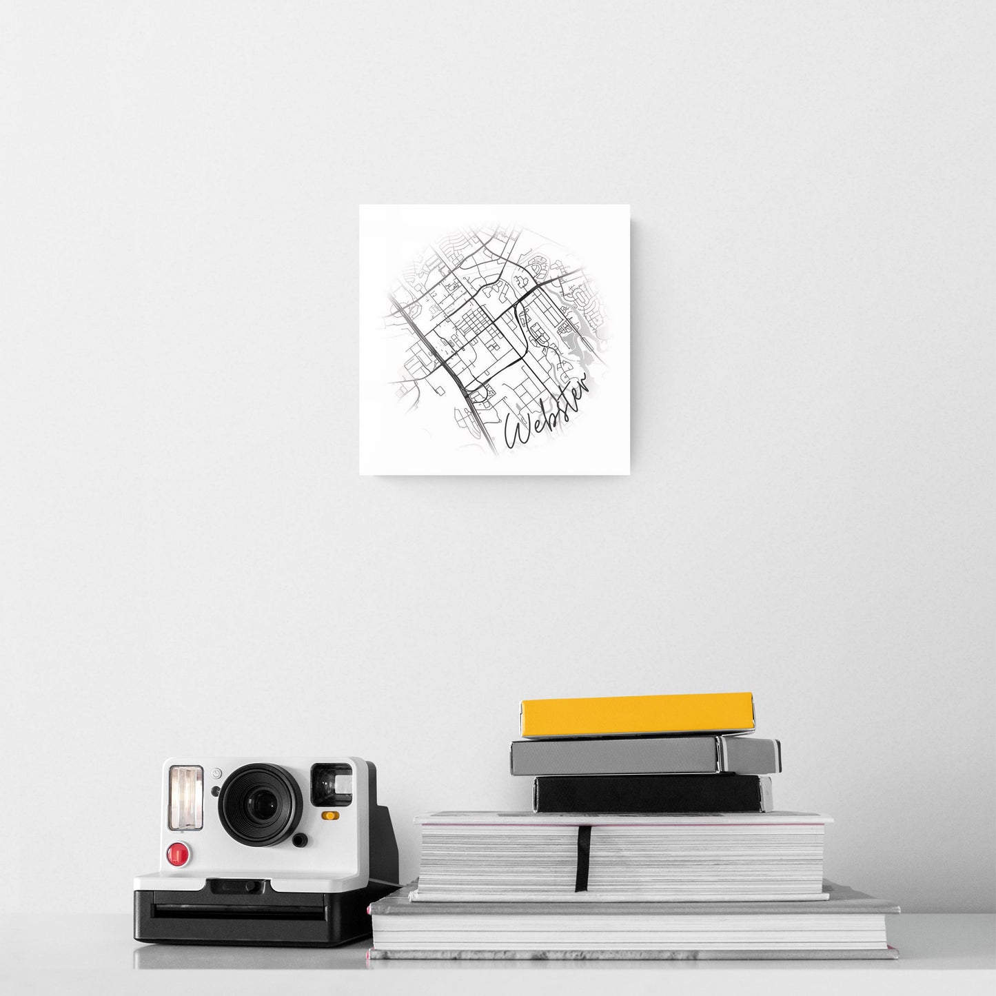 Minimalistic B&W Texas Webster Circle Map | Hi-Def Glass Art | Eaches | Min 2
