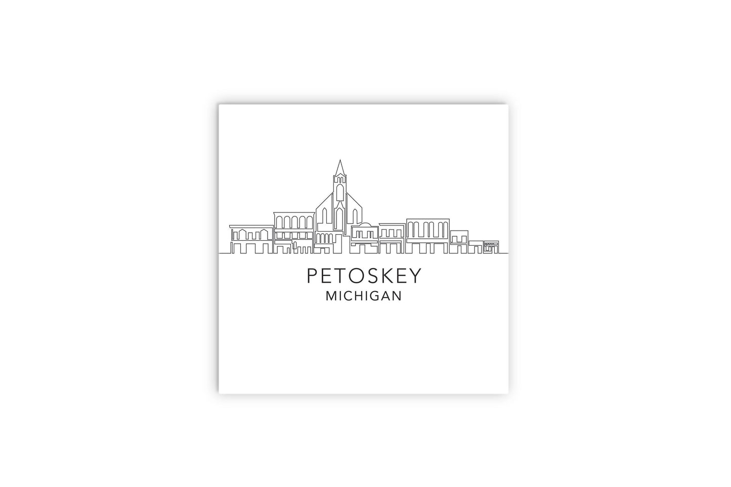 Minimalistic B&W Michigan Petoskey Skyline | Wood Sign | Eaches | Min 2