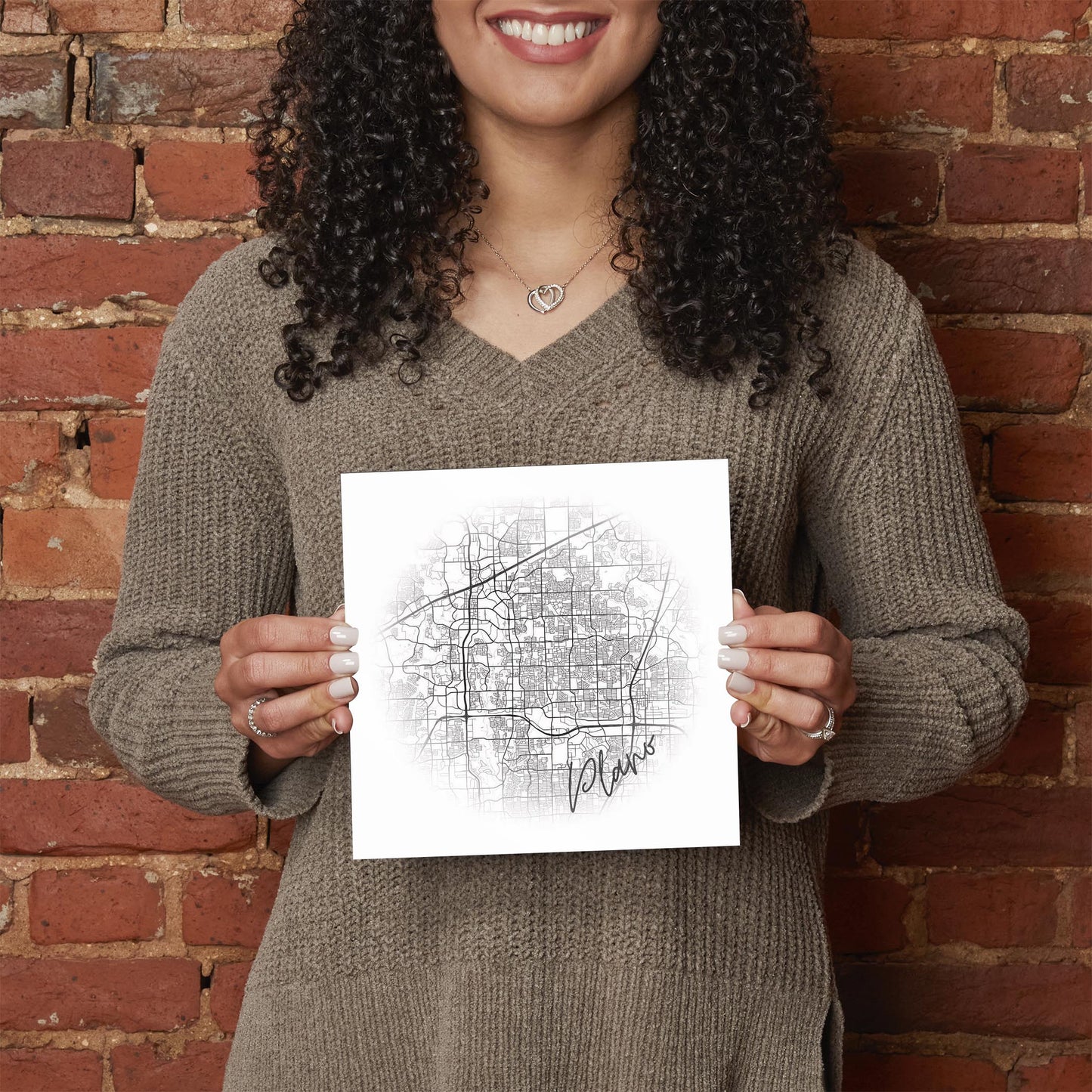 Minimalistic B&W Texas Plano Circle Map | Hi-Def Glass Art | Eaches | Min 2
