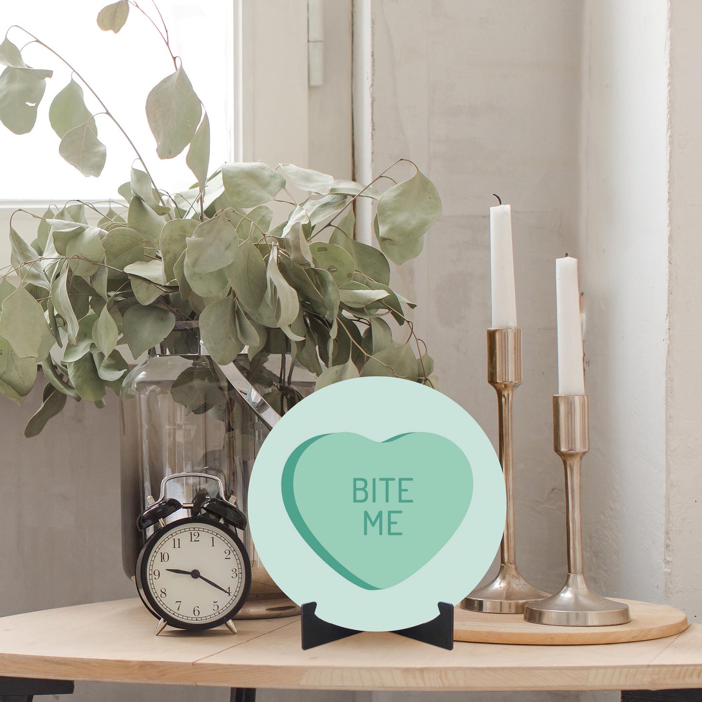 Funny Message Hearts Bite Me | Wood Sign | Eaches | Min 1